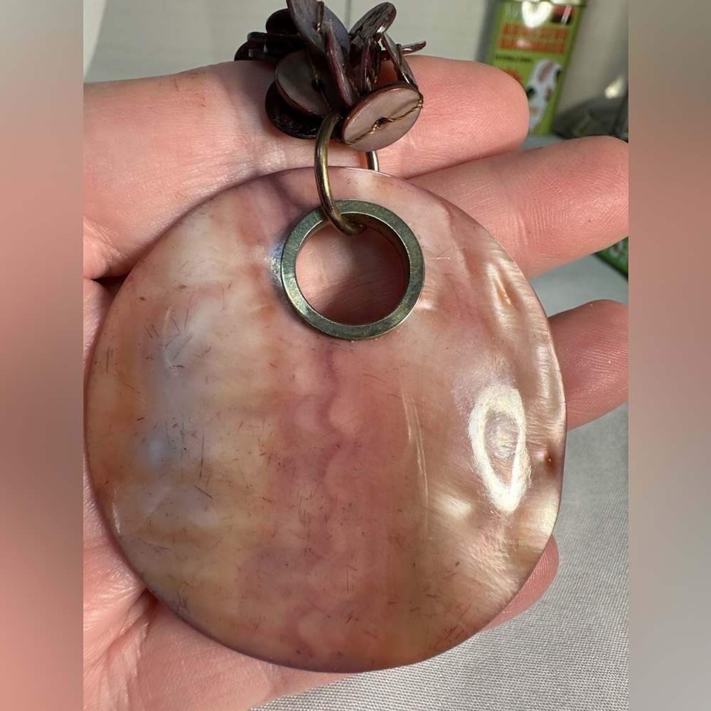 Pink Polished Abalone Shell Statements Necklace - image 4